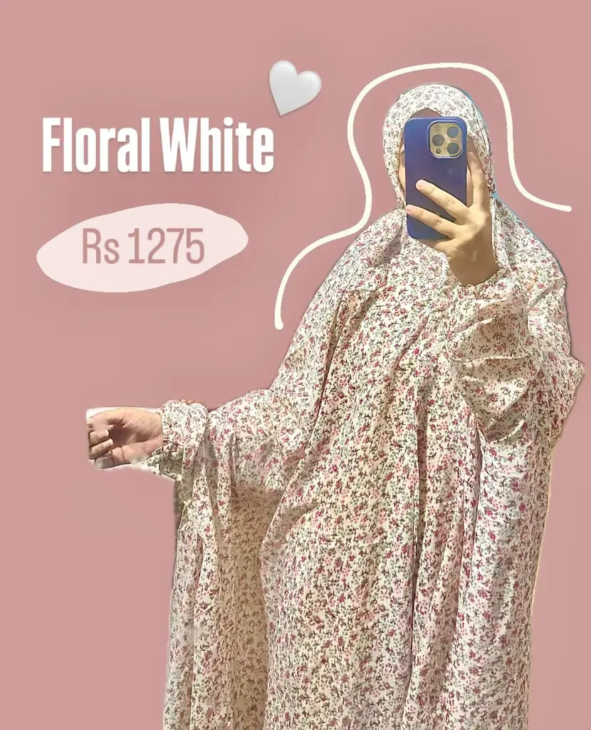 Floral White - Namaz Chadar