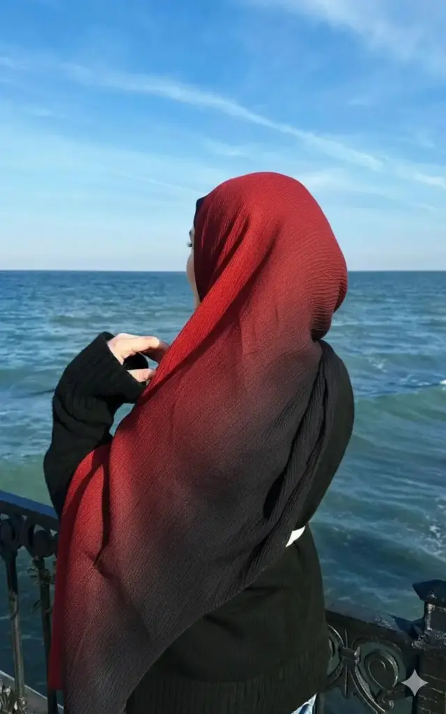 Red Black Ombre Hijab