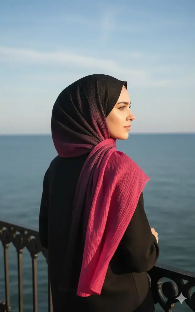 Pink Black Ombre Hijab 