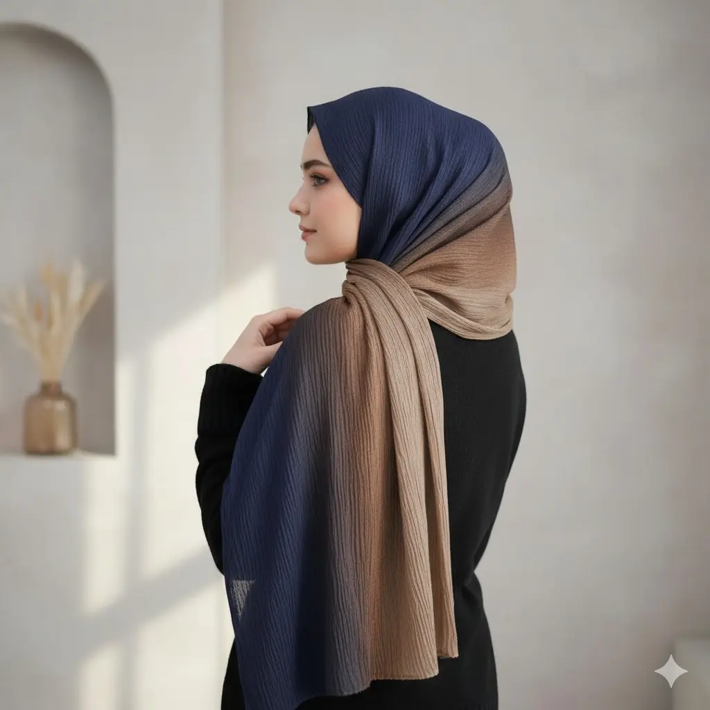 Beige Blue Ombre Hijab