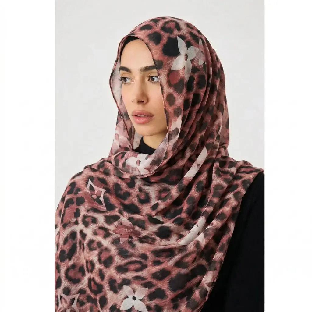 Blush Leapord-Modal Hijab  