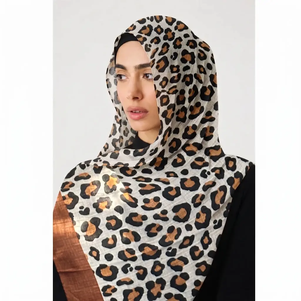 White Leapord-Modal Hijab 