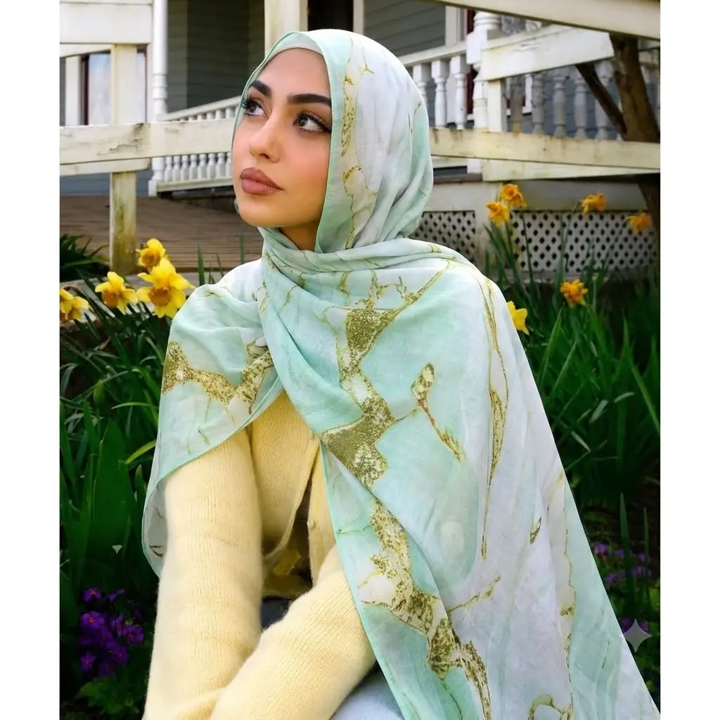 Matcha Marble-Modal Lawn Hijabs (1 left)  