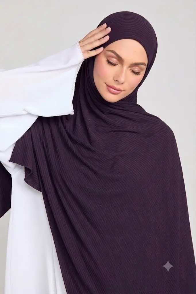 Purple - Ribbed Jersey Hijab   