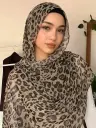 Leapord Hijab-Georgette Beige