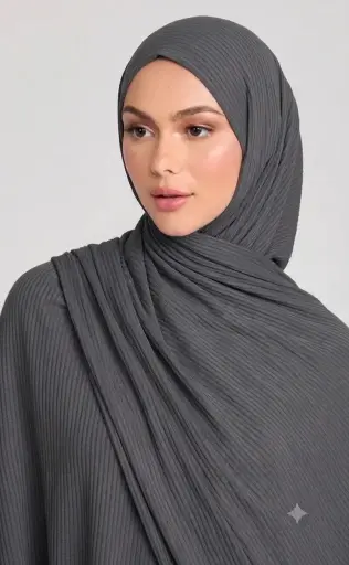 Grey - Ribbed Jersey Hijab  