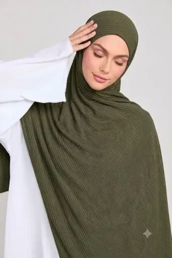 Bottle Green - Ribbed Jersey Hijab 