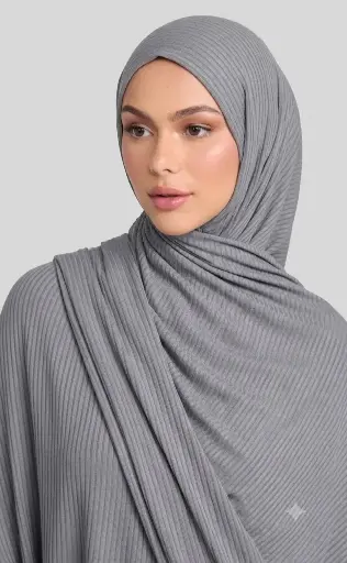 Light Grey - Ribbed Jersey Hijab  